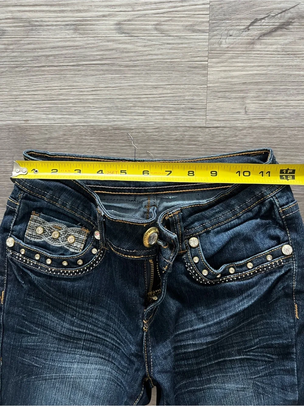 Rock & Love Embellished Studded Skinny Jeans | Size 1 | Embellished Pockets